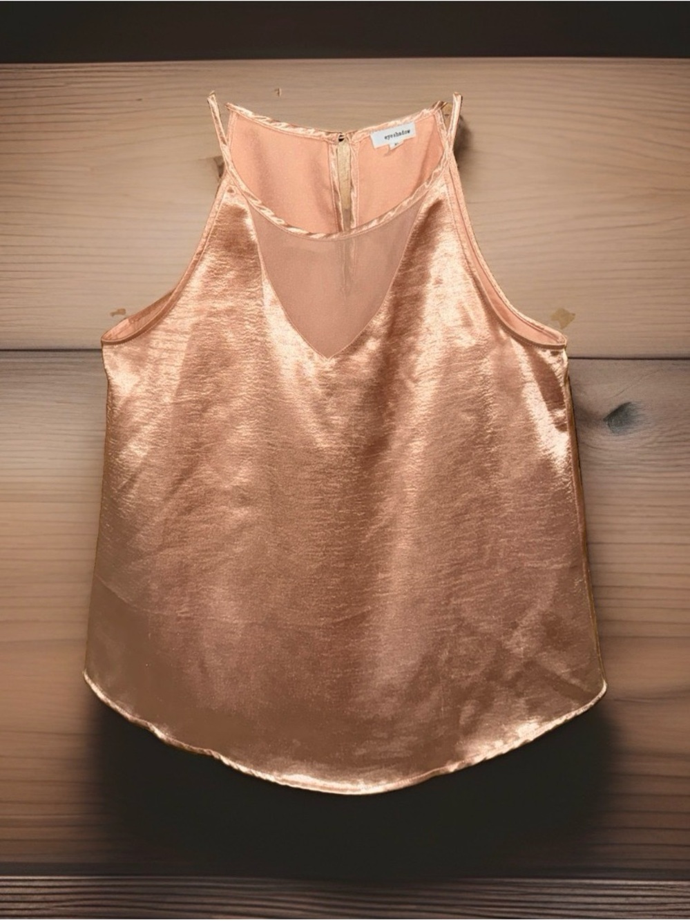 Eyeshadow Peachy Rose Gold Satin Camisole w/Mesh Accent-XL-GC